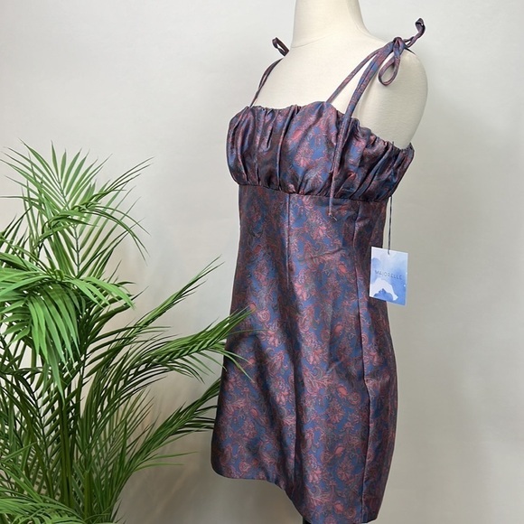 NWT REVOLVE Majorelle Dress Mini Blue Tapestry Wedding Evening Prom Small - Picture 2 of 9